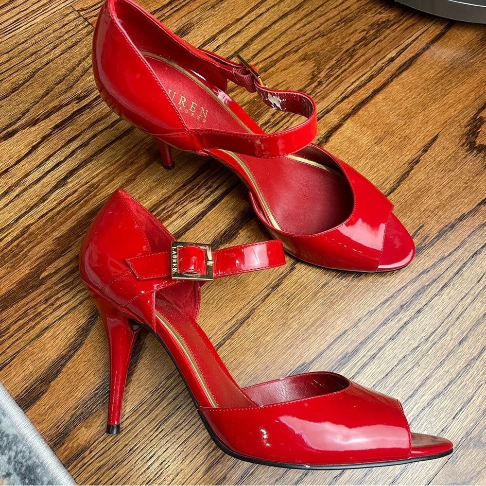 Lauren Ralph Lauren Glossy Red Heels (flawed)